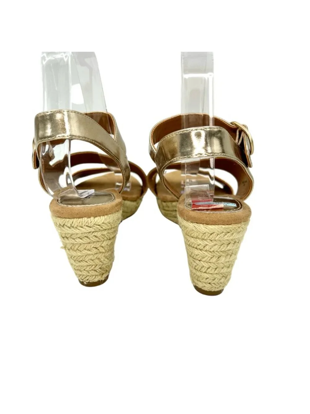 NWT STYLE & CO XENAA METALLIC GOLD WEDGE ESPADRILLES SANDALS HEELS - 7.5